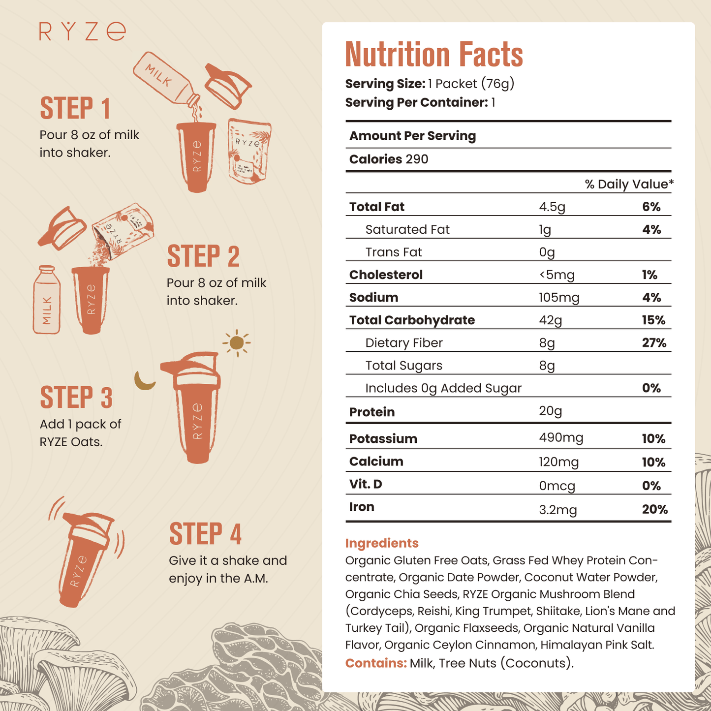 Mushroom Overnight Oats Pack (14 Servings) - W470