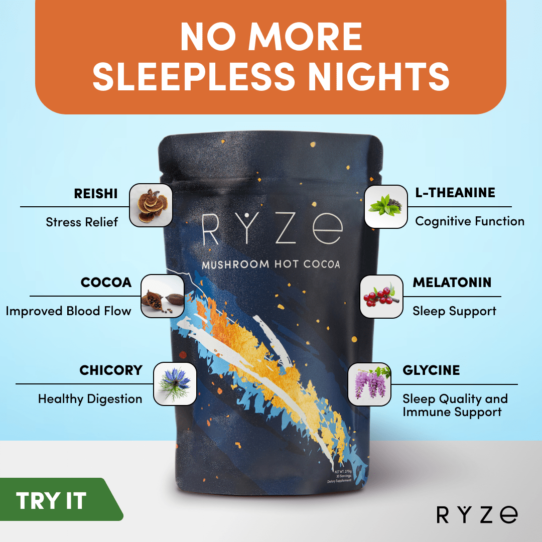 RYZE Hot Cocoa - with 6 Sleep Superfoods to Help Fall Asleep and Stay Asleep - 6Y1G