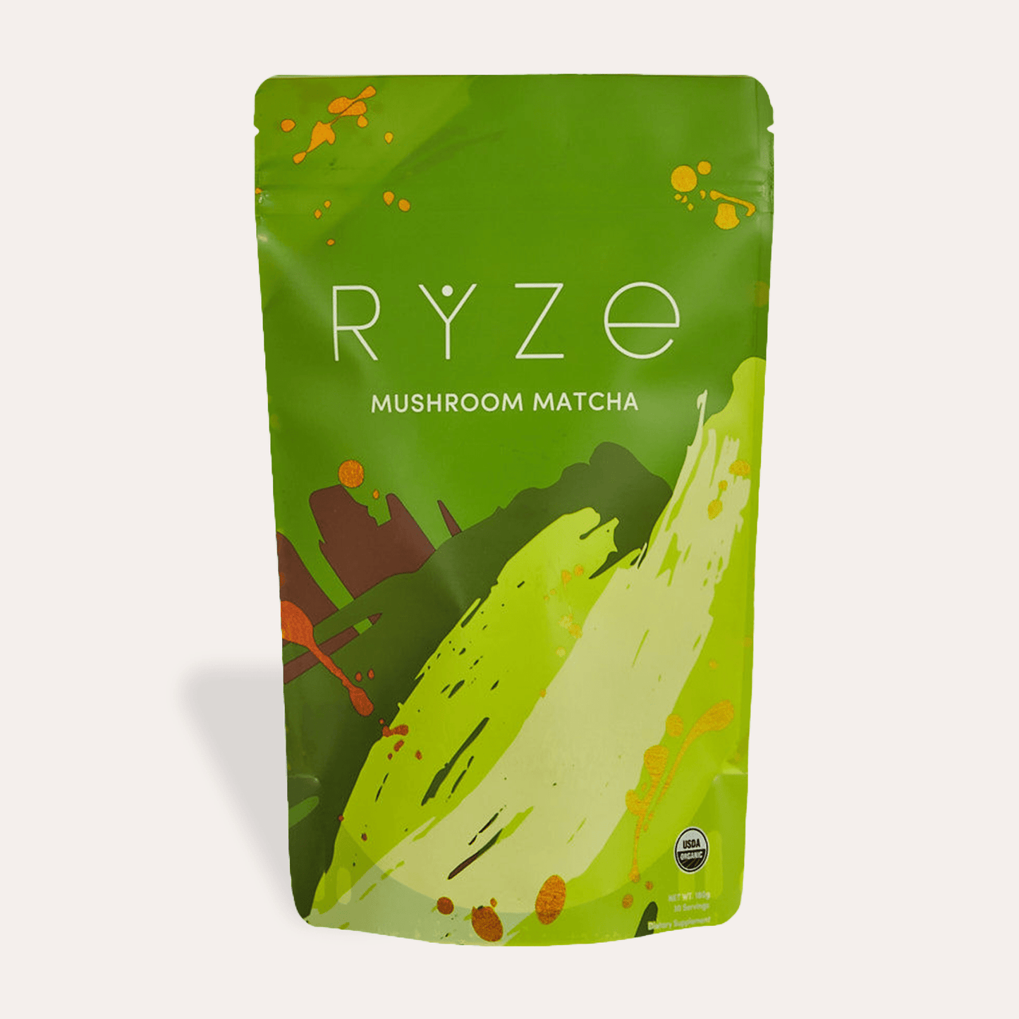 RYZE Mushroom Matcha - with 6 Organic Adaptogenic Mushrooms Grown In USA and Ceremonial-Grade Japanese Matcha - B6K3