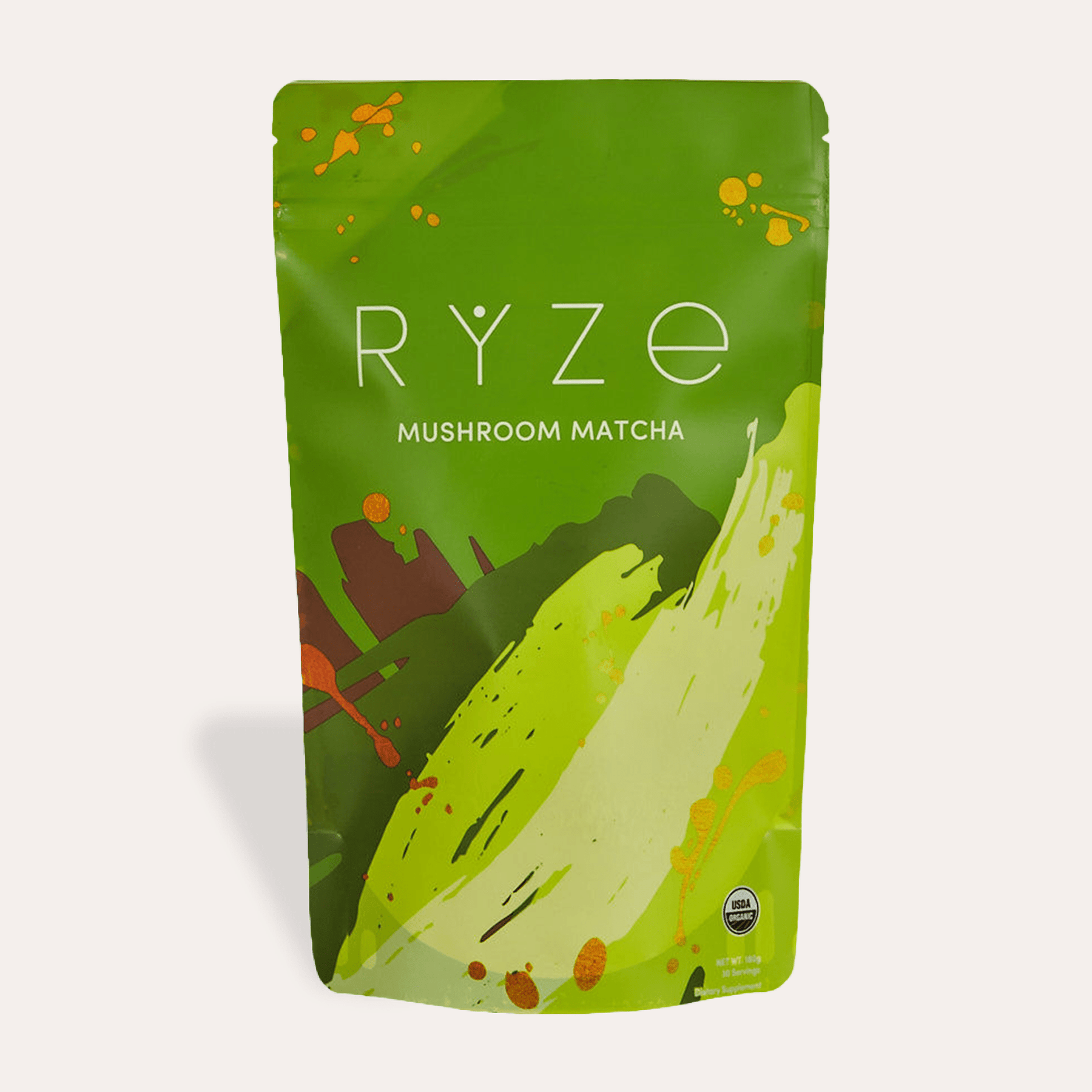 RYZE Mushroom Matcha - with 6 Organic Adaptogenic Mushrooms Grown In USA and Ceremonial-Grade Japanese Matcha - B6K3