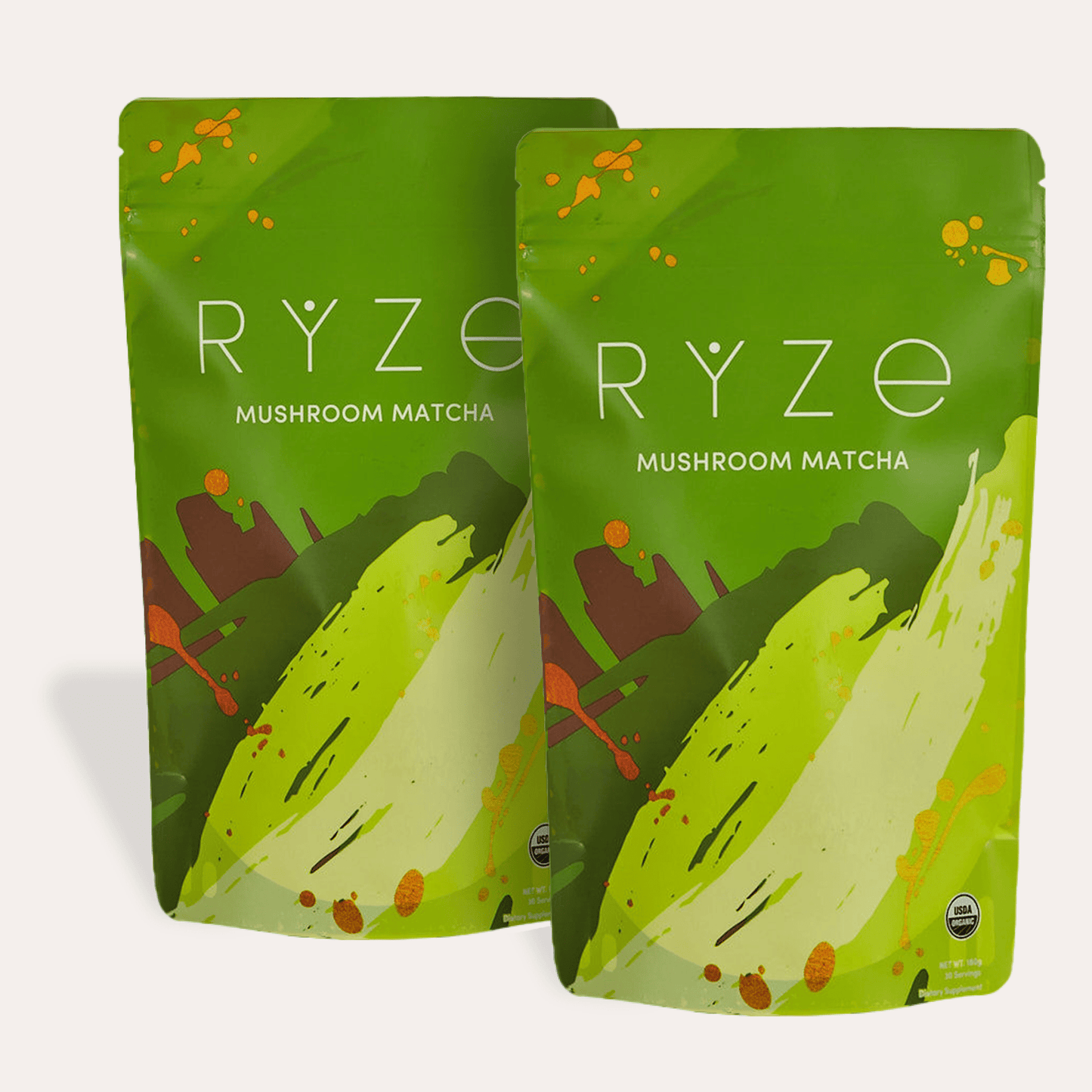 RYZE Mushroom Matcha - with 6 Organic Adaptogenic Mushrooms Grown In USA and Ceremonial-Grade Japanese Matcha - B6K3