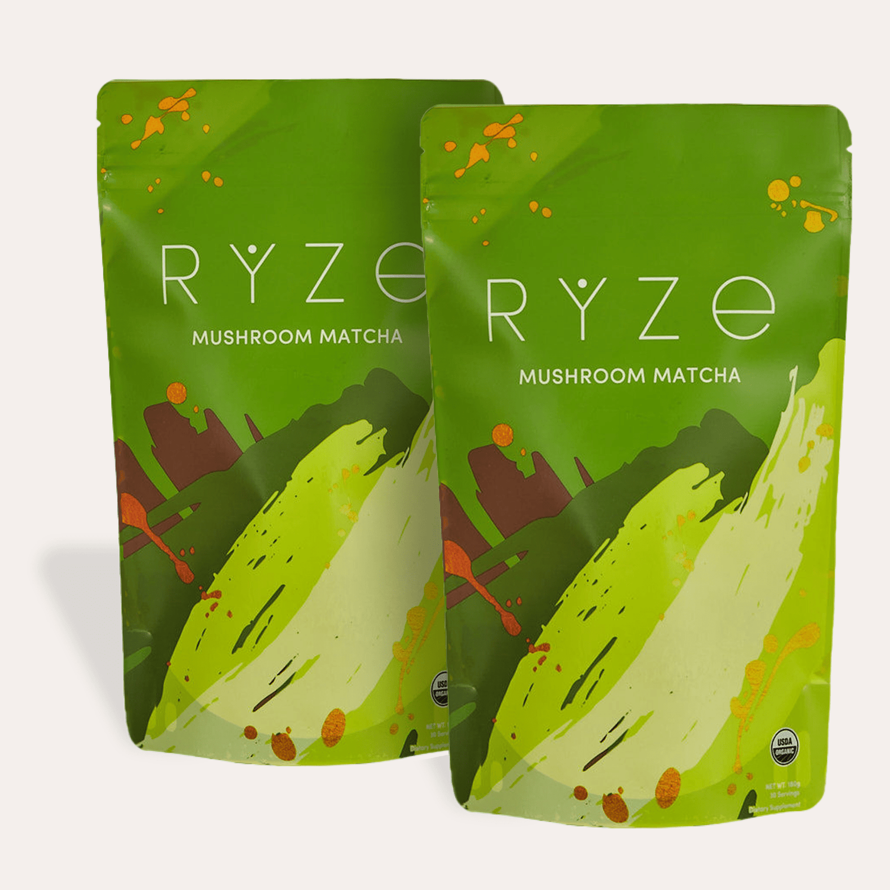 RYZE Mushroom Matcha - with 6 Organic Adaptogenic Mushrooms Grown In USA and Ceremonial-Grade Japanese Matcha - B6K3