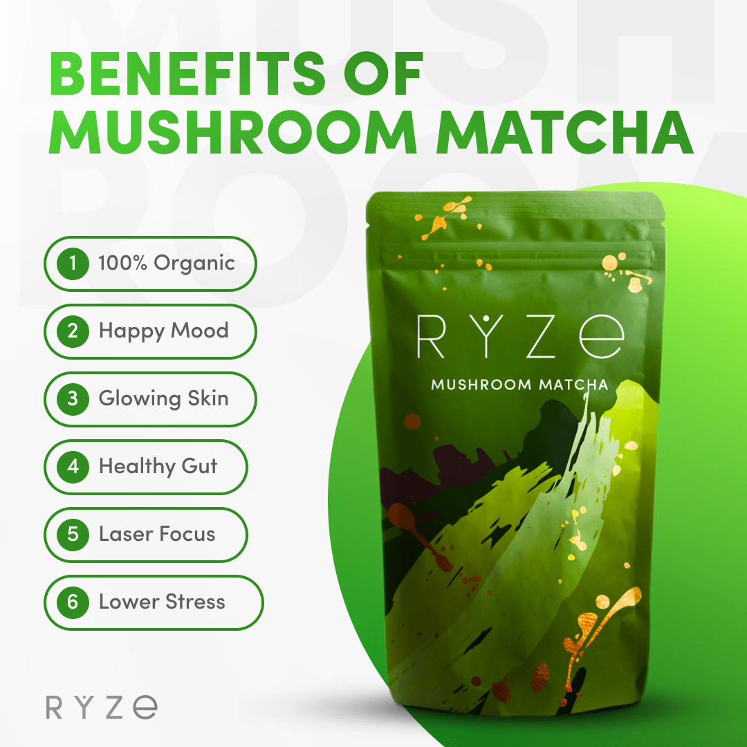 RYZE Organic Mushroom Matcha Starter Kit (60 servings) - FWHW